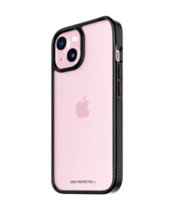 Kaitseümbris ClearCase D3O, Apple iPhone 15, läbipaistev musta äärega, klaasist tagaküljega, PanzerGlass