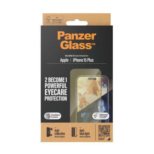 Kaitseklaas silmasõbralik Apple iPhone 15 Plus, peegeldumise ja sinise valguse vastane, Ultra-Wide Fit, PanzerGlass - Image 3