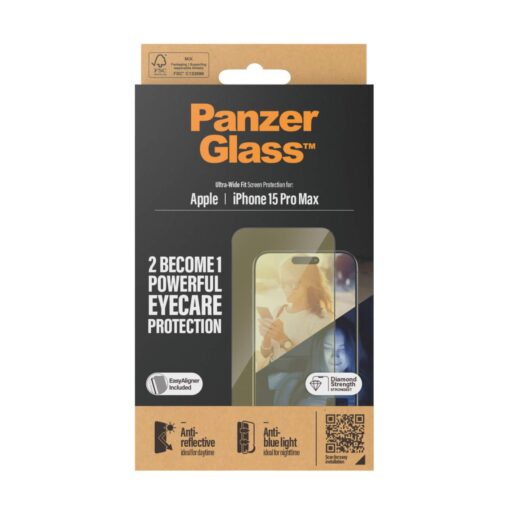 Kaitseklaas silmasõbralik Apple iPhone 15 Pro Max, peegeldumise ja sinise valguse vastane, Ultra-Wide Fit, PanzerGlass - Image 3