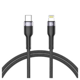 USB-kaabel USB-C otsik <-> Apple iPhone Lightning otsik, 1m, 30W/3A, must, Tech-Protect