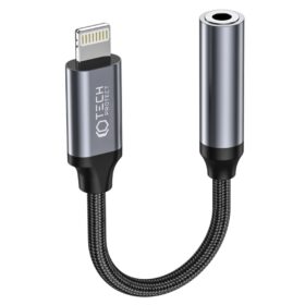 Kõrvaklapipistiku adapter Apple iPhone Lightning otsik -> 3.5mm pesa, must, Tech-Protect