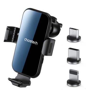 Laadija-hoidjaga Choetech 15W Electric Car Wireless Charger With Magnetic Head T201-F must