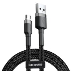 USB-kaabel MicroUSB, 1m, must, punutud kaabliga, Baseus