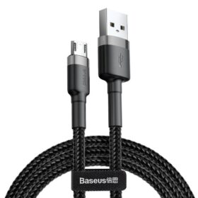 USB-kaabel MicroUSB, 1m, must, punutud kaabliga, Baseus