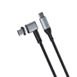USB-kaabel USB-C otsik <-> USB-C L-kujuga magnetotsik, 2m, tumehall, 100W, punutud kaabliga, Epico