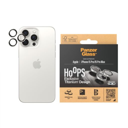 Tagakaamerate kaitseklaasid Hoops, Apple iPhone 15 Pro / 15 Pro Max, valge (White Titanium), PanzerGlass - Image 2