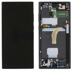 LCD screen Samsung S908 S22 Ultra with touch screen and frame Phantom Black original (service pack)