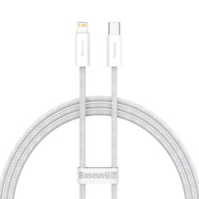 USB-kaabel USB-C <-> Apple iPhone Lightning otsik, 1m, 20W, valge, punutud kaabliga, Baseus