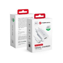 Charger Forcell + type-C kabelis (1xUSB 2.4A 18W) white