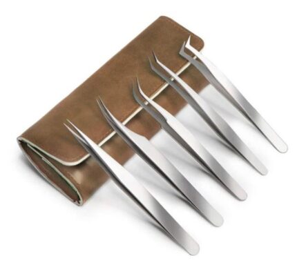 Tweezers Set JSY with leather case (5pcs)