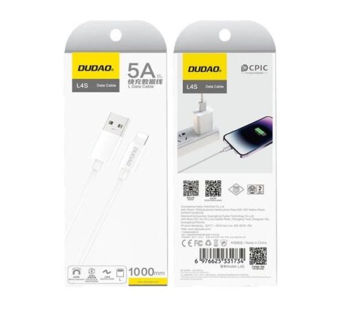 USB cable Dudao (L4SL) lightning (2A) white (1m)