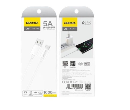 USB cable Dudao (L4ST) type-C (2A) white (1m)