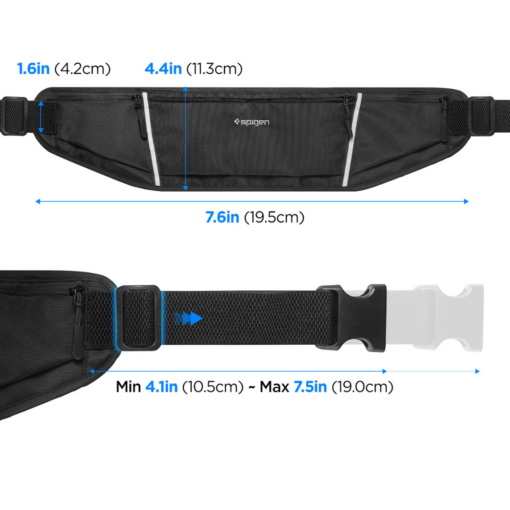 Spordikott vööle Dynamic Shield Waist Bag, kuni 6.9" telefonile, must, A710, Spigen - Image 5