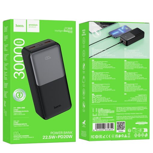 Väline aku Power Bank Hoco J136B 22.5W+PD20W 30000mAh must - Image 4