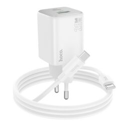 Laadija Hoco N41 20W GaN USB-A/USB-C + USB-C to USB-C cable 1.0m valge