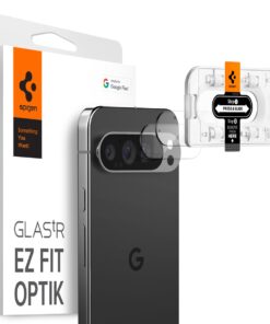 Tagakaamerate kaitseklaas EZ Fit Optik, Google Pixel 9 Pro XL, komplektis 2tk, läbipaistev, Spigen