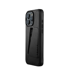 Kaitseümbris kaarditaskuga Apple iPhone 16 Pro Max, must, MagSafe, naturaalsest nahast, Mujjo