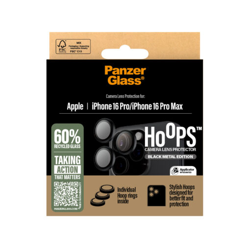 Tagakaamerate kaitseklaasid Hoops, Apple iPhone 16 Pro / 16 Pro Max, must, PanzerGlass - Image 3