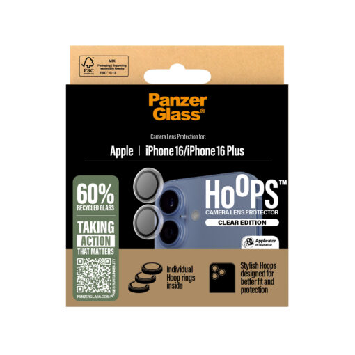 Tagakaamerate kaitseklaasid Hoops, Apple iPhone 16 / 16 Plus, läbipaistev, PanzerGlass - Image 3