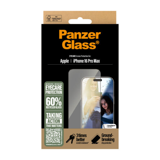 Kaitseklaas silmasõbralik Apple iPhone 16 Pro Max, peegeldumise ja sinise valguse vastane, Ultra-Wide Fit, PanzerGlass - Image 3