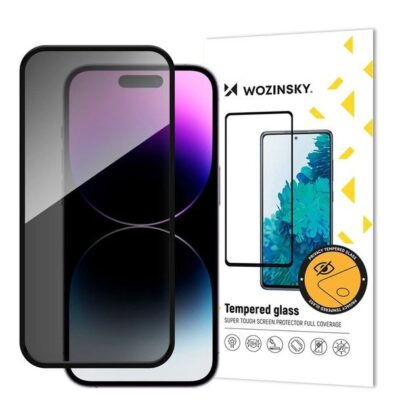 Screen protection glass "Wozinsky Privacy 5D Full Glue" Apple iPhone 16 Plus case-friendly Anti Spy