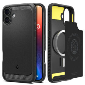 Kaitseümbris Rugged Armor (MagFit), Apple iPhone 16 Plus, must, MagSafe, Spigen