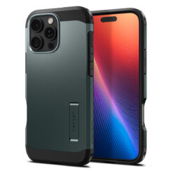Kaitseümbris Tough Armor AI (MagFit), Apple iPhone 16 Pro, tumeroheline, tugijalaga, MagSafe, Spigen