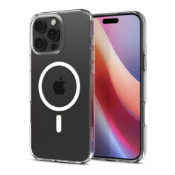Kaitseümbris Liquid Crystal (MagFit), Apple iPhone 16 Pro Max, läbipaistev valge MagSafe ringiga, Spigen