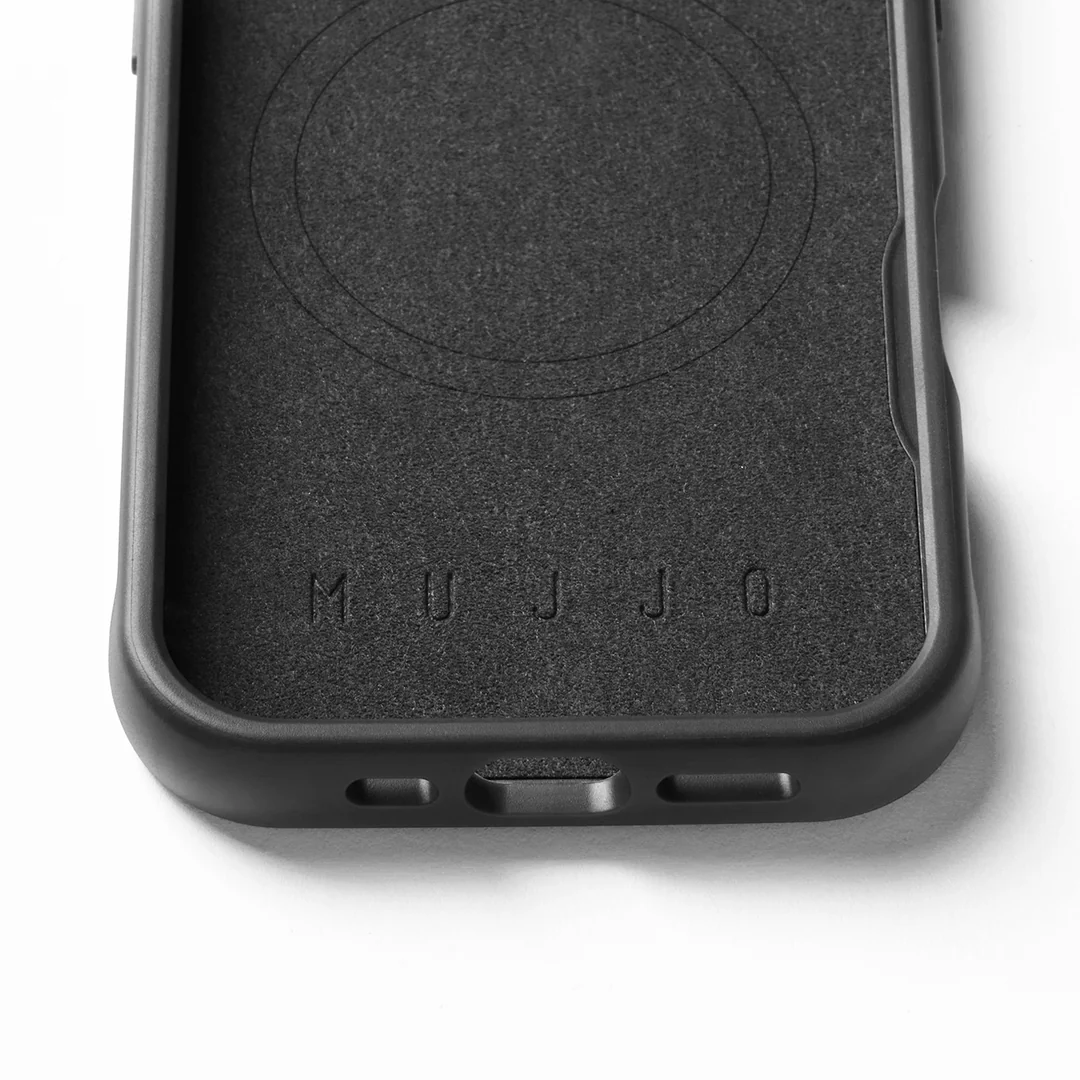 Kaitseümbris Shield Case, Apple iPhone 16 Pro, must, MagSafe, naturaalsest nahast tagaküljega, Mujjo - Image 9