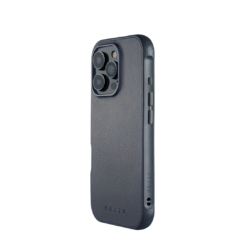Kaitseümbris Shield Case, Apple iPhone 16 Pro, sinakashall, MagSafe, naturaalsest nahast tagaküljega, Mujjo