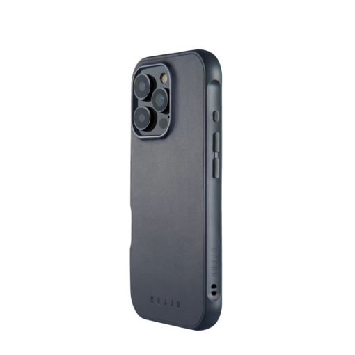 Kaitseümbris Shield Case, Apple iPhone 16 Pro, sinakashall, MagSafe, naturaalsest nahast tagaküljega, Mujjo