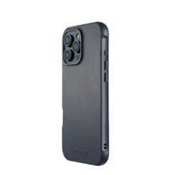 Kaitseümbris Shield Case, Apple iPhone 16 Pro Max, sinakashall, MagSafe, naturaalsest nahast tagaküljega, Mujjo
