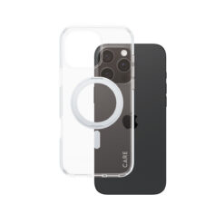 Kaitseümbris tugijalaga KickStand MagSafe, Apple iPhone 16 Pro Max, läbipaistev hõbedase MagSafe ringiga, CARE by PanzerGlass