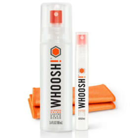 Ekraanipuhastusvahend WHOOSH! 100ml + 8ml + 2x mikrofiiber puhastuslapp