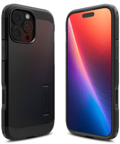 Kaitseümbris Tough Armor T (MagFit + Camera Control), Apple iPhone 16 Pro, must, tugijalaga, MagSafe, kaamera nupuga, Spigen
