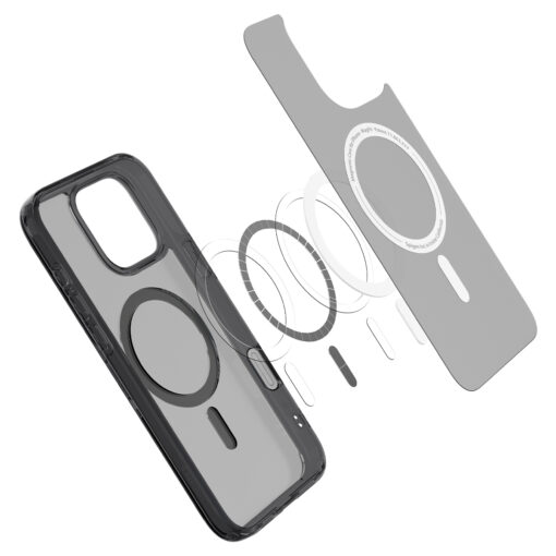Kaitseümbris Ultra Hybrid T (MagFit + Camera Control), Apple iPhone 16 Pro, tume läbipaistev tumehalli MagSafe ringiga, kaamera nupuga, Spigen - Image 5