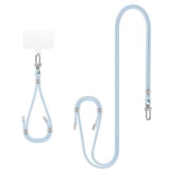Kaelapael Crossbody Strap + käepael + kinnitusaas telefoniümbrisele, helesinine, Spigen
