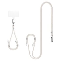 Kaelapael Crossbody Strap + käepael + kinnitusaas telefoniümbrisele, pärlvalge, Spigen