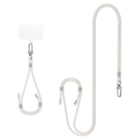 Kaelapael Crossbody Strap + käepael + kinnitusaas telefoniümbrisele, pärlvalge, Spigen