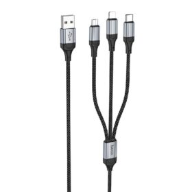 USB cable HOCO (X102) 3in1 lightning+microUSB+USB-C black 1m