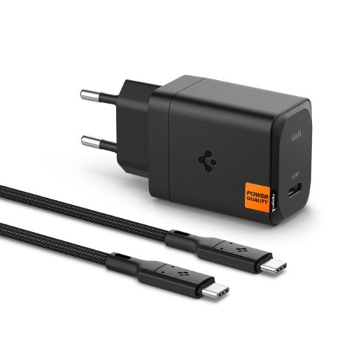 Toalaadija ArcStation Pro 65W (adapter USB-C + punutud USB-C kaabel 2m), must, GaN 651, PE2201EU, Spigen