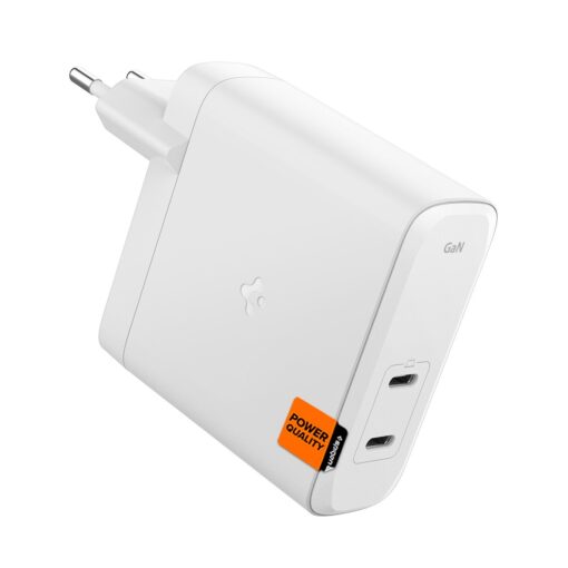 Toalaadija adapter ArcStation Pro 140W Dual, 2x USB-C juhtmele, valge, GaN 1402, PE2109EU, Spigen