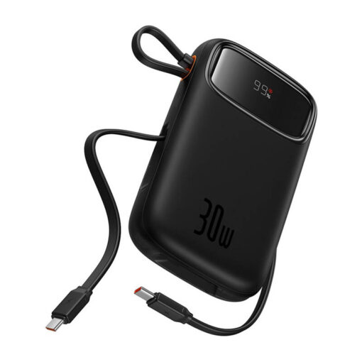 Akupank USB + USB-C pesaga + 2x USB juhtmega, 20.000 mAh, 30W, must, QPow 2, Baseus - Image 4