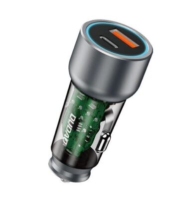 Car charger Dudao (R4T) (1xUSB-C; 1xUSB; 30W) grey