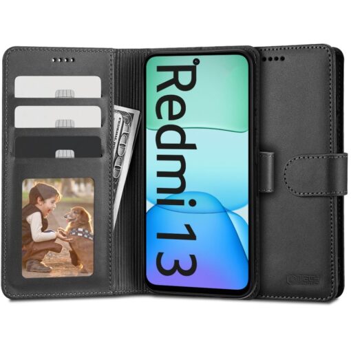 Kaitseümbris kaanega Wallet, Xiaomi Redmi 13, must, Tech-Protect