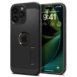 Kaitseümbris Tough Armor (MagFit), Apple iPhone 15 Pro, must, tugijalaga, MagSafe, Spigen