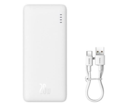 External battery POWER BANK Baseus Airpow 10000mAh (1xUSB; 1xType-C; QC3.0 15W) white