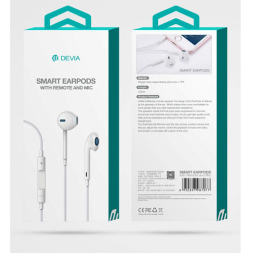 Devia wired earphones Smart jack 3,5mm white - Image 2