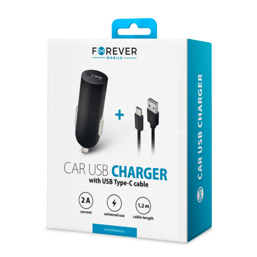 Forever M02 car charger 1x USB 2A black + USB-C cable - Image 7