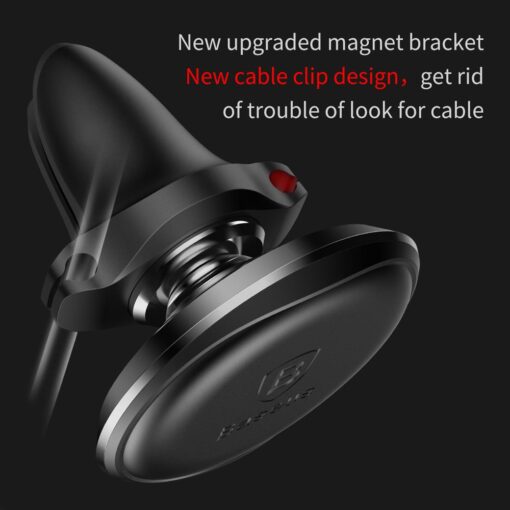 Baseus car holder magnetic with cable clip black new2 air vent - Image 3